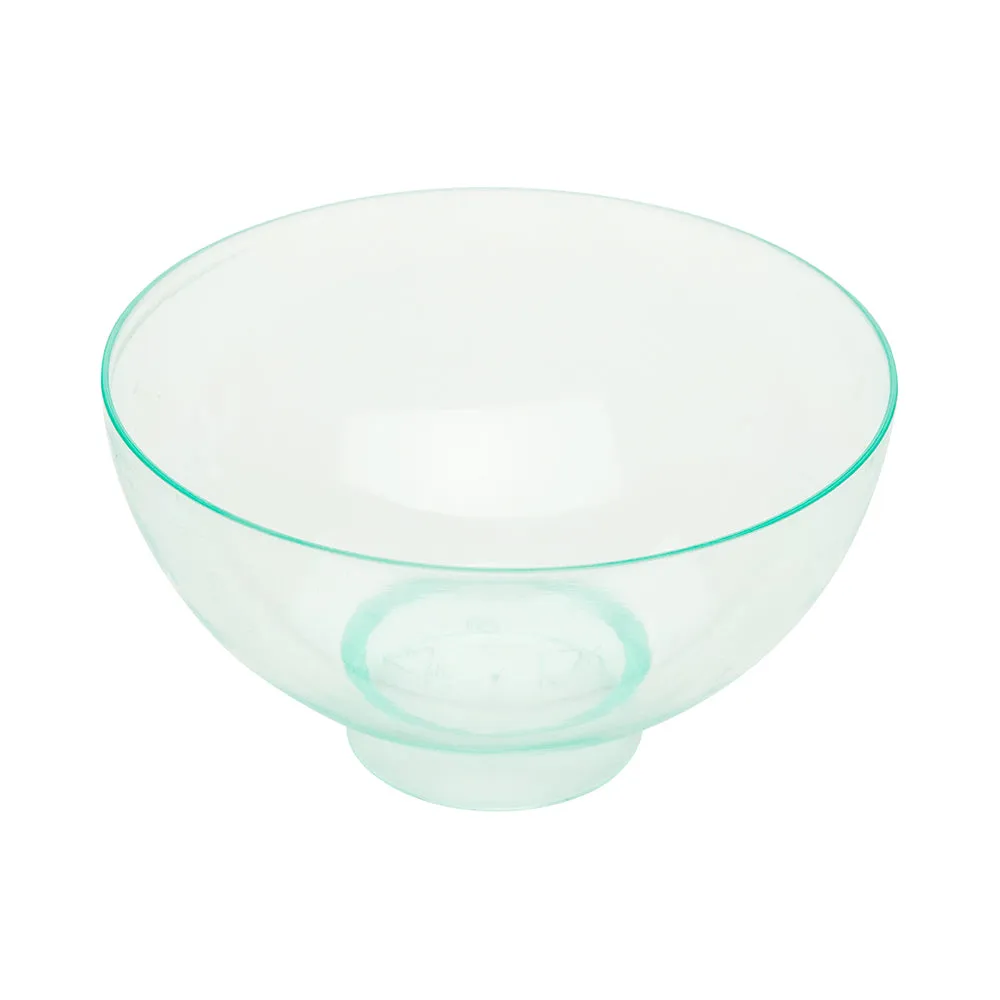 100 2 oz Round Seagreen Plastic Coppa Bowls and 100 Silver Plastic 4" Mini Spoons