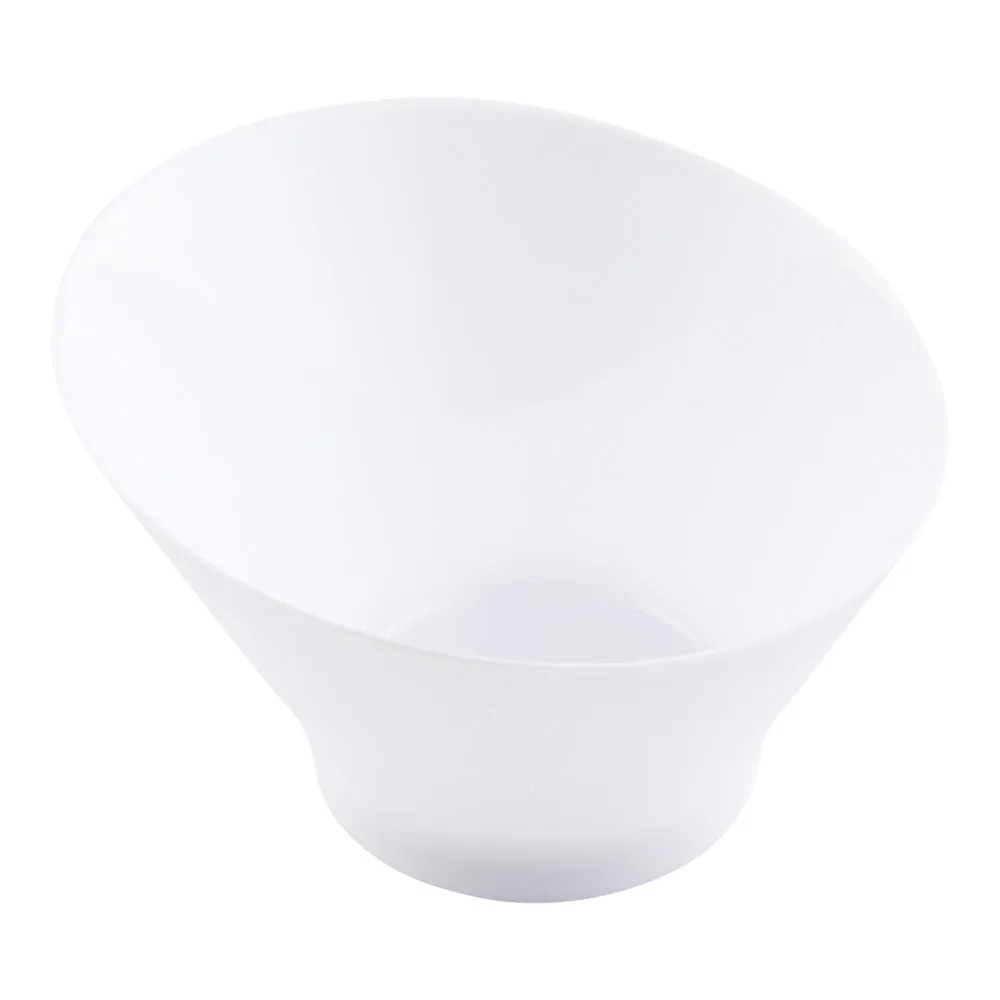 100 7 oz Round White Plastic Incline Bowls and 100 Silver Plastic 4" Mini Spoons