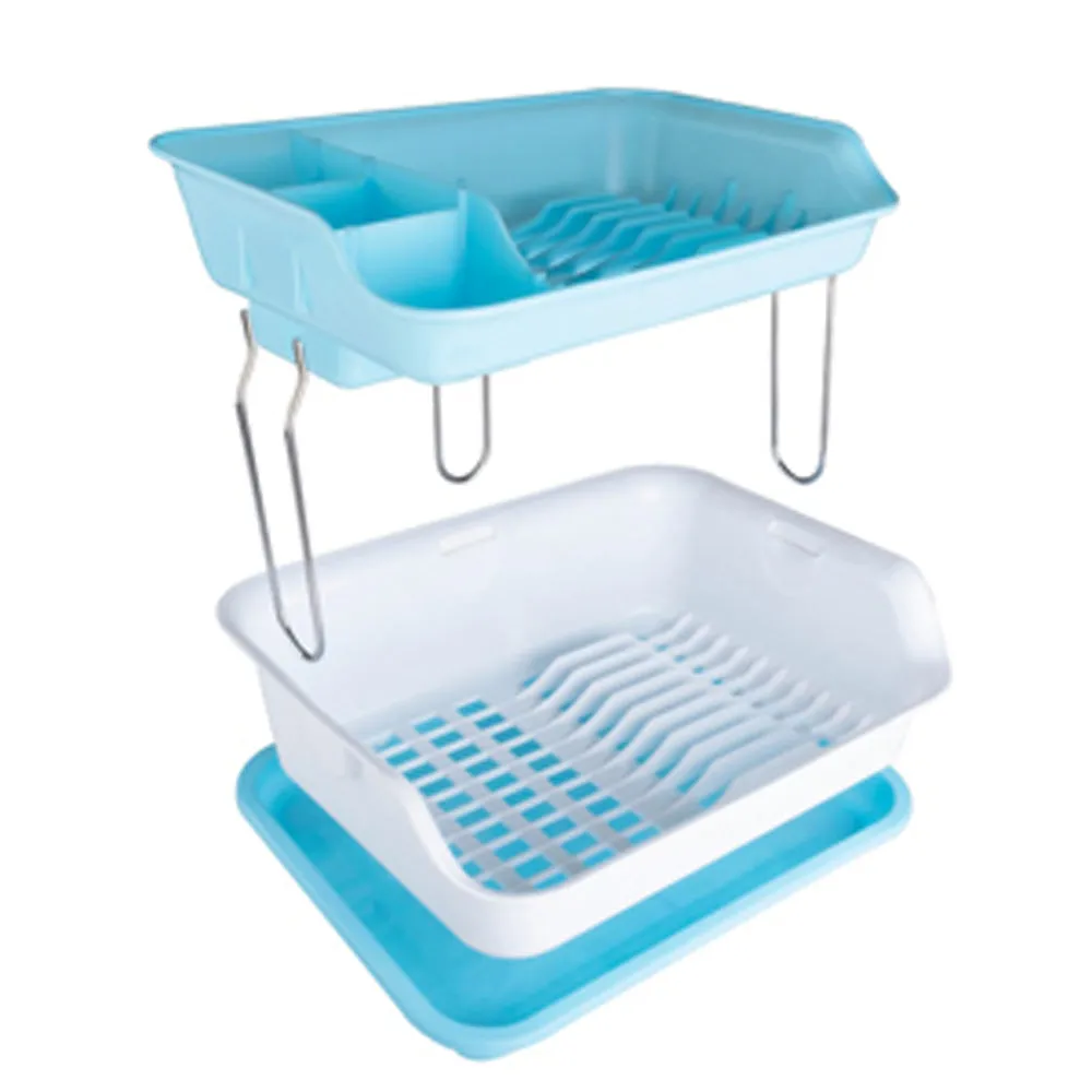 2291 Dish Drainer Rack 2 Layer Drying Rack with Water Removing Tray Sink (Multicolour)