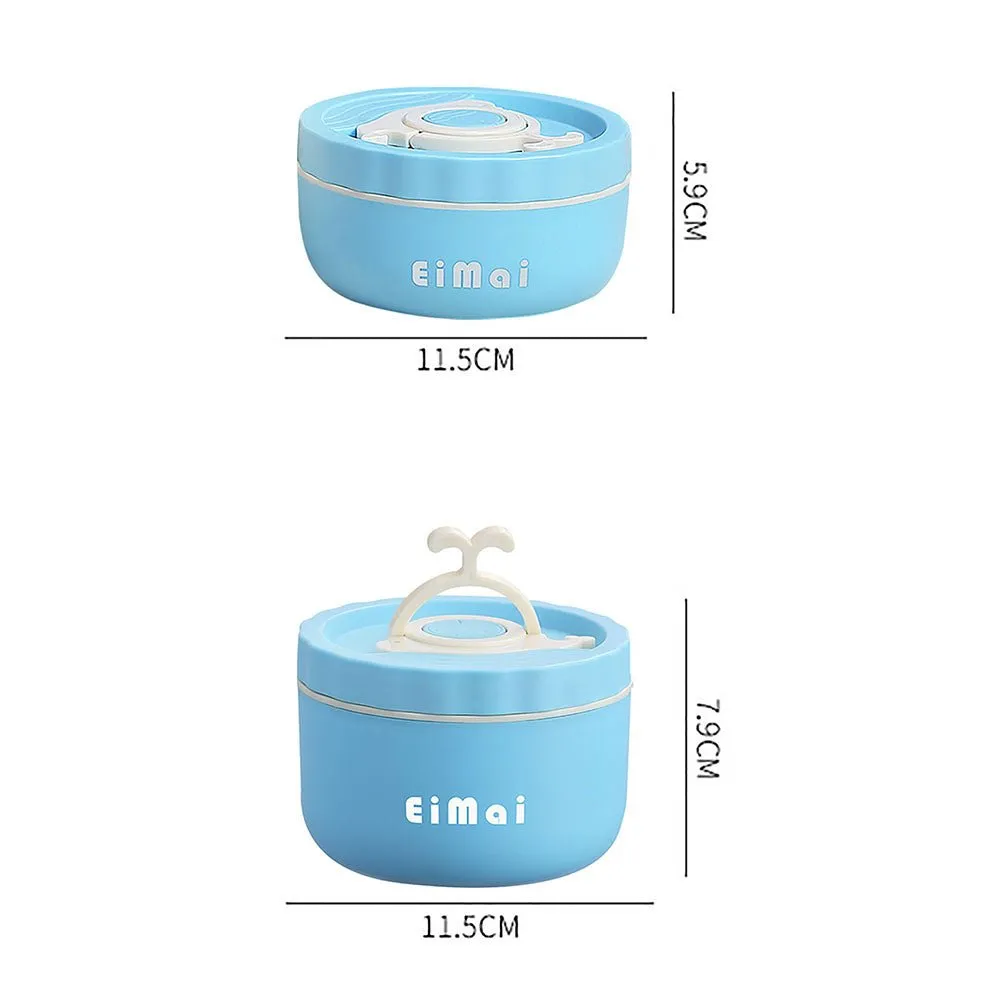 3 pcs Blue  and Brown Stainless Steel Tiffin Set Lunch Box with Insulated Cover for Kids and Adults