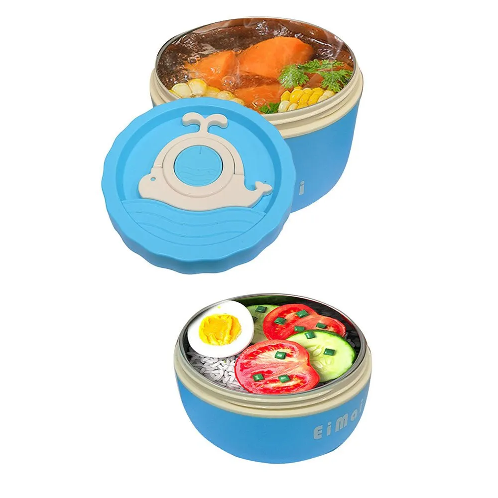 3 pcs Blue  and Brown Stainless Steel Tiffin Set Lunch Box with Insulated Cover for Kids and Adults