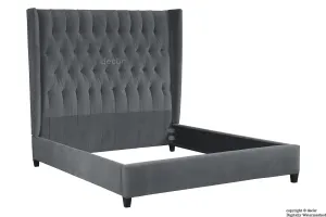 Adlington Velvet Upholstered Winged Bed - Slate