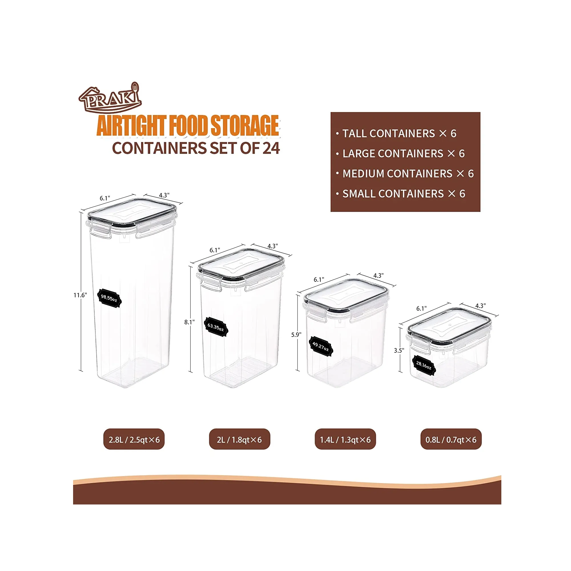 Airtight Food Storage Containers Set with Lids - 24 PCS