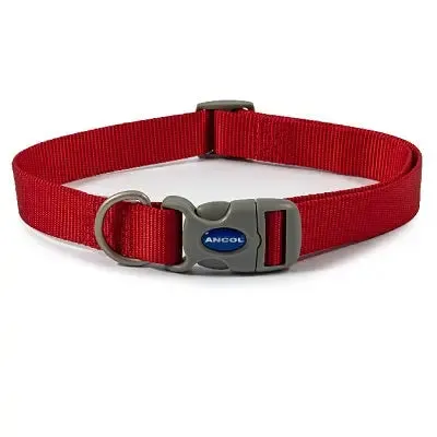 Ancol Red Nylon Adjustable Dog Collar - Various Sizes