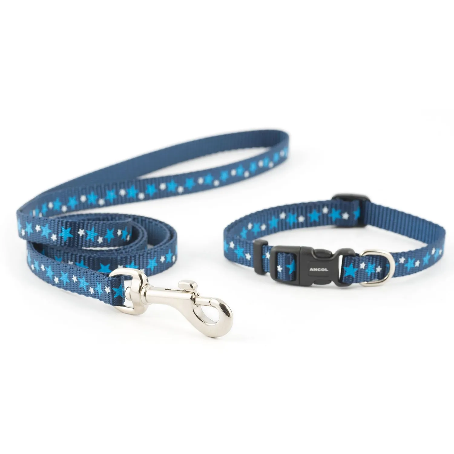 Ancol Small Bite Collar & Lead Set Star Blue