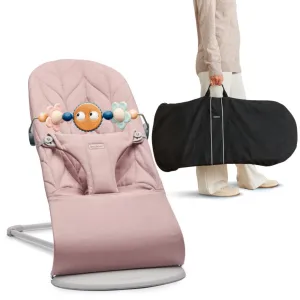 BabyBjorn Bouncer Bliss Cotton, Petal Quilt (Dusty Pink)   Transport Bag   Toy for Bouncer