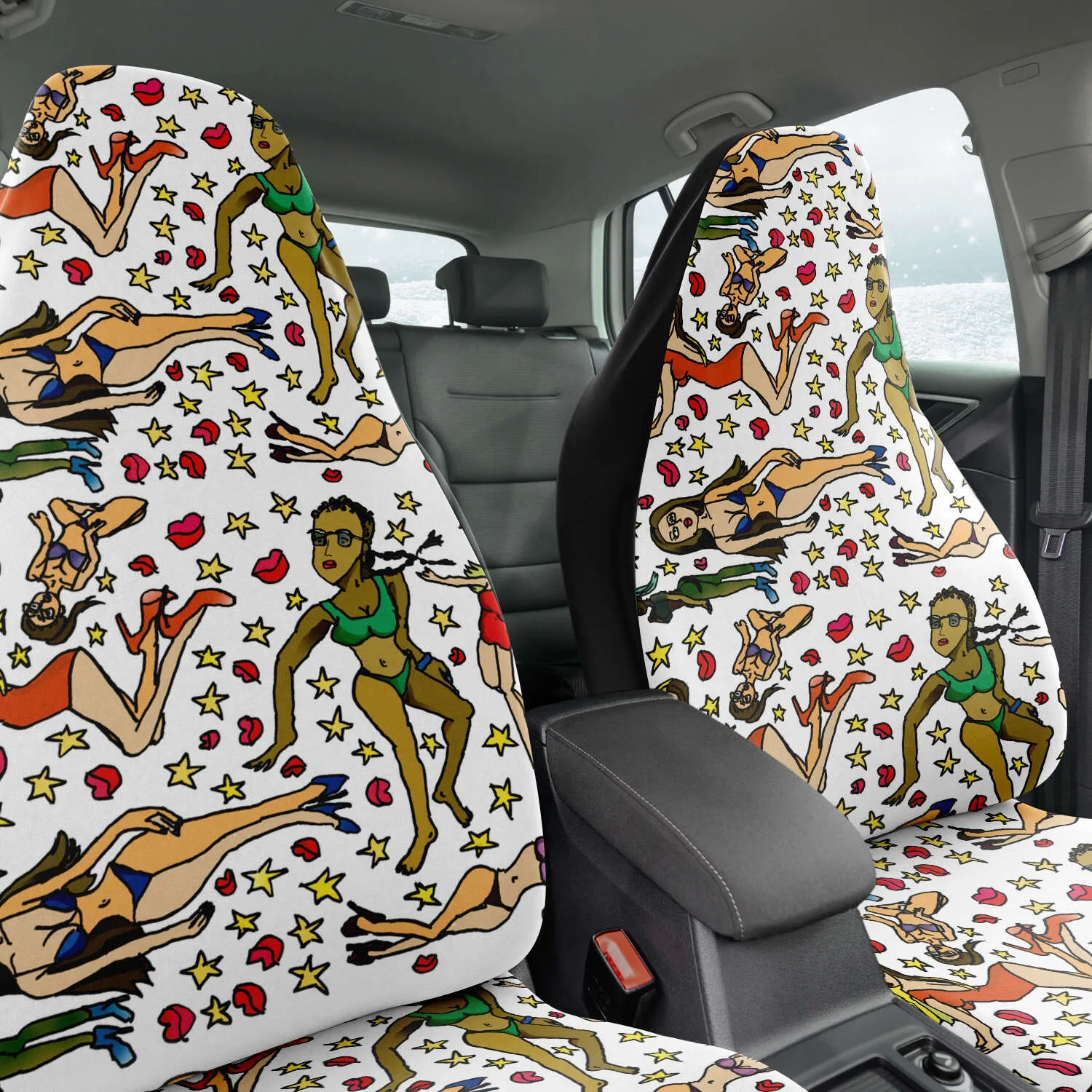 Bad Girl Car Seat Covers, 2-Pack Designer Essential Premium Quality Best Microfiber Luxury Car Seat