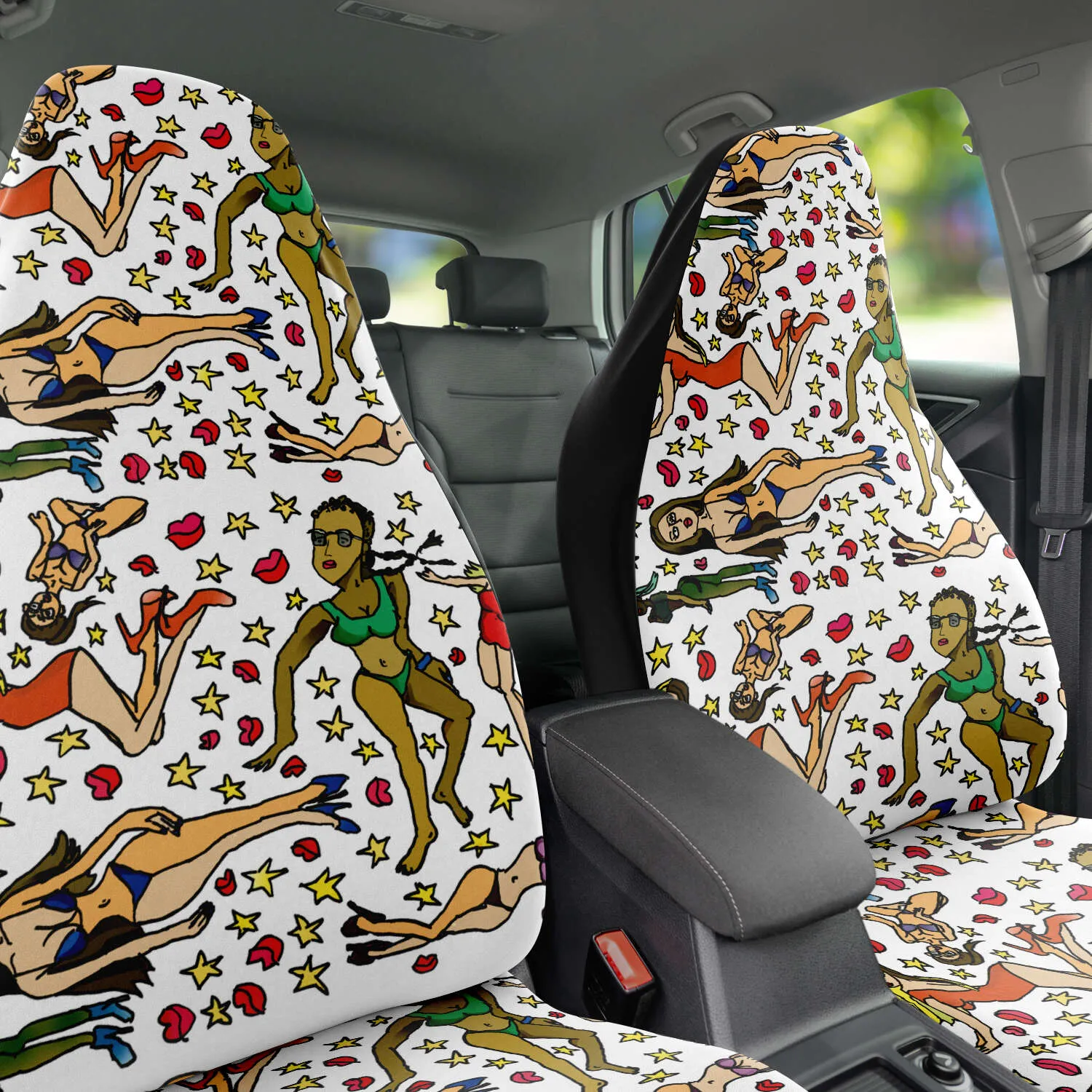 Bad Girl Car Seat Covers, 2-Pack Designer Essential Premium Quality Best Microfiber Luxury Car Seat