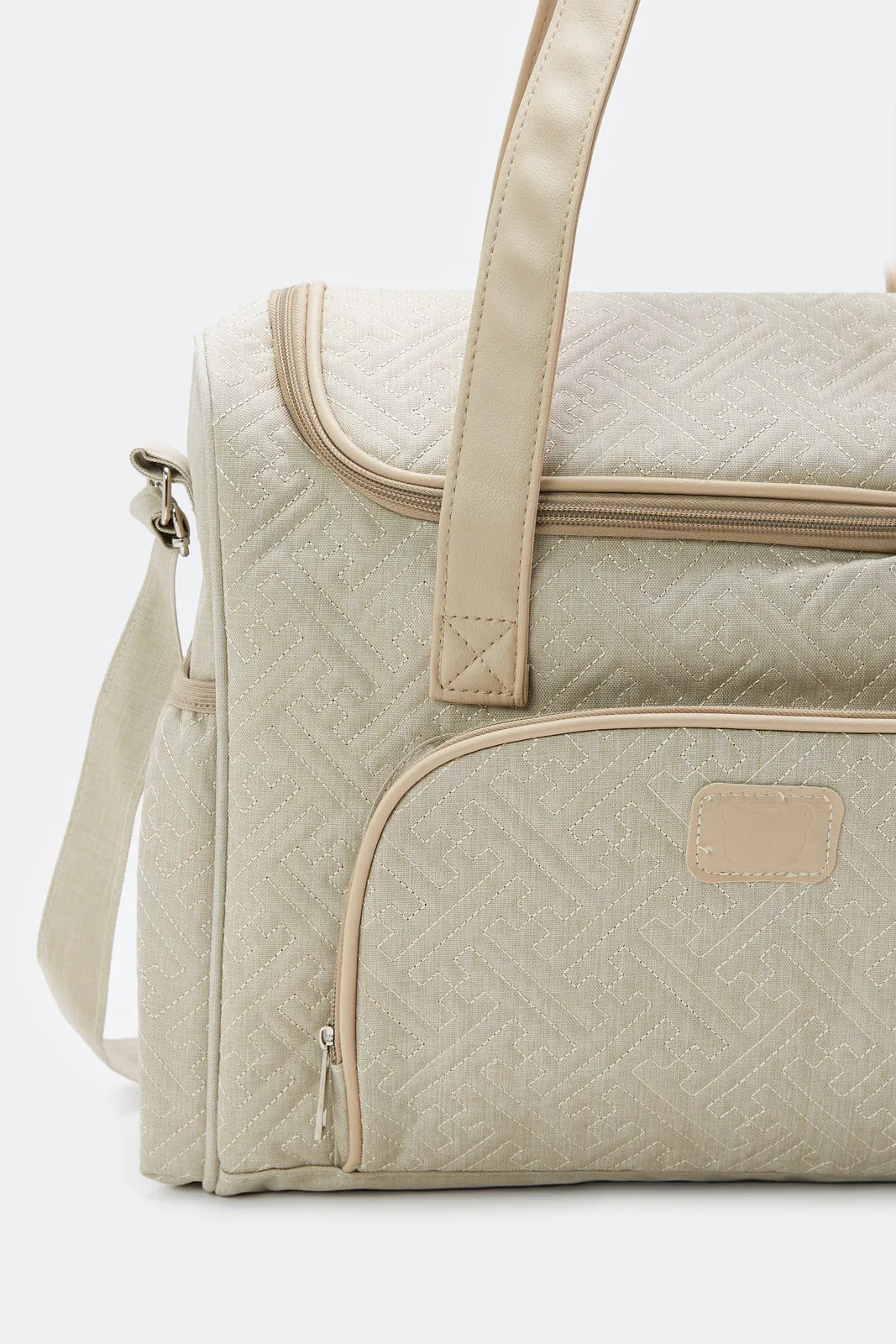 Beige Embellished Diaper Bag