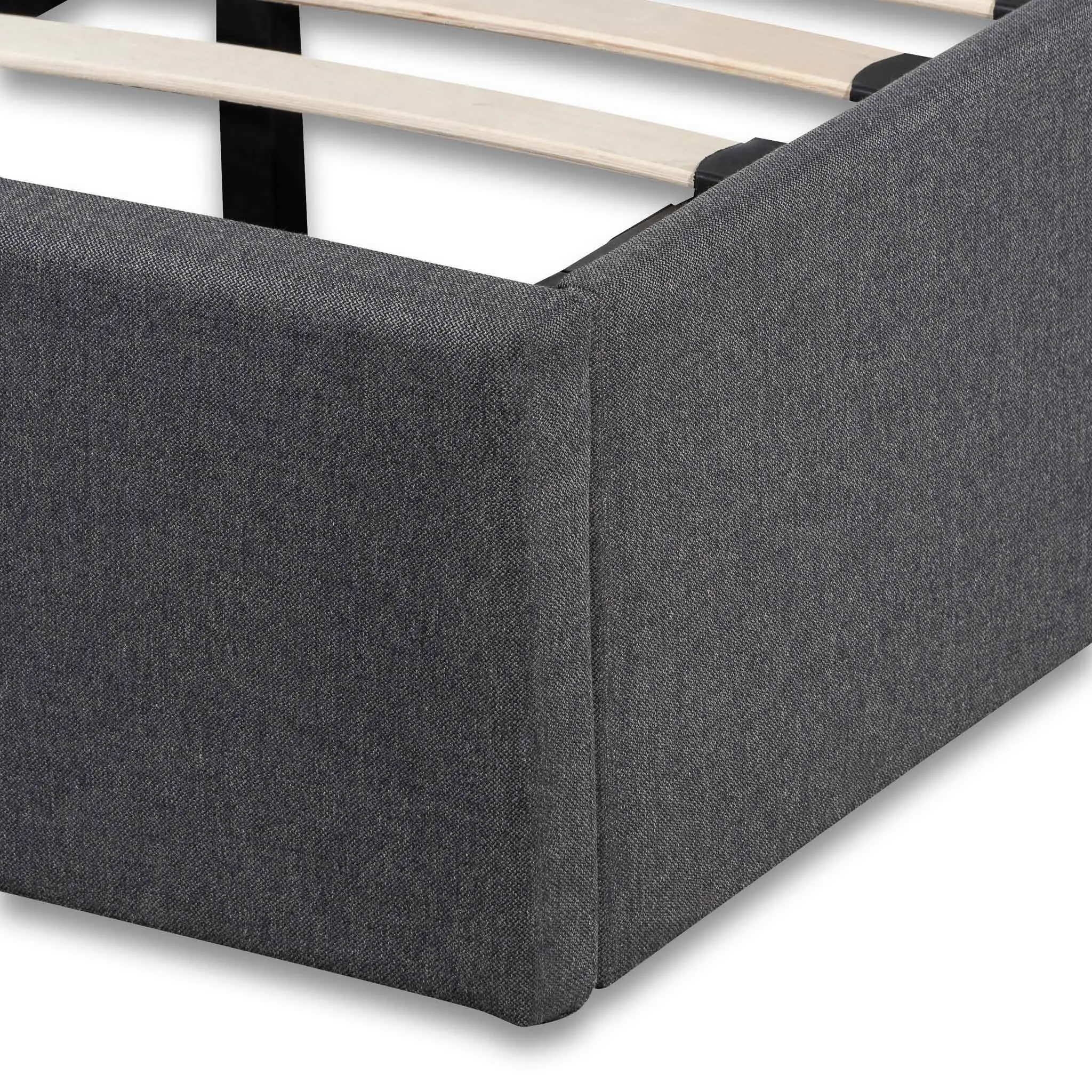 Betsy Fabric Single Bed Frame - Charcoal Grey with Storage