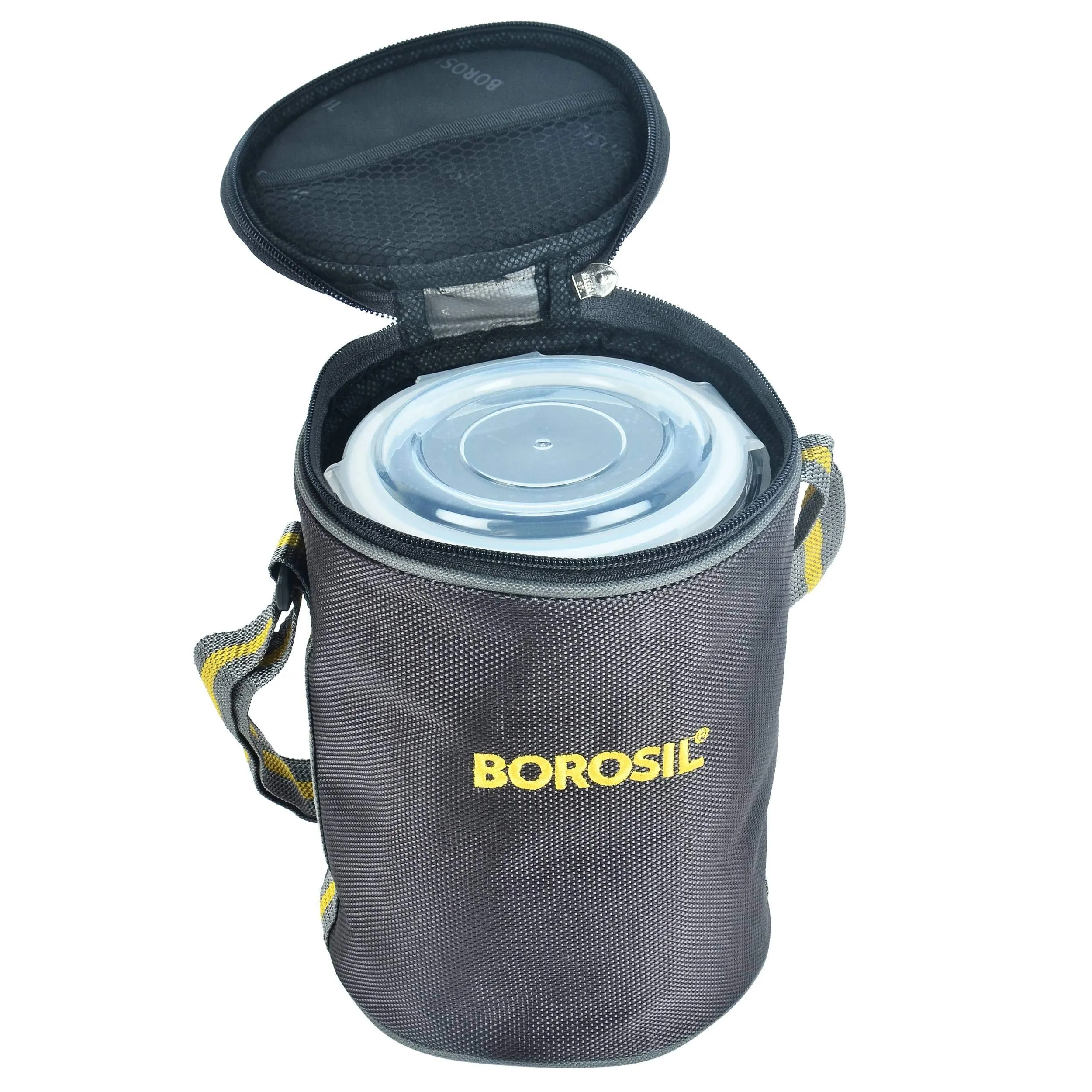 Borosil Glass 3 Round Container Lunch Box Set with Bag, 400ml