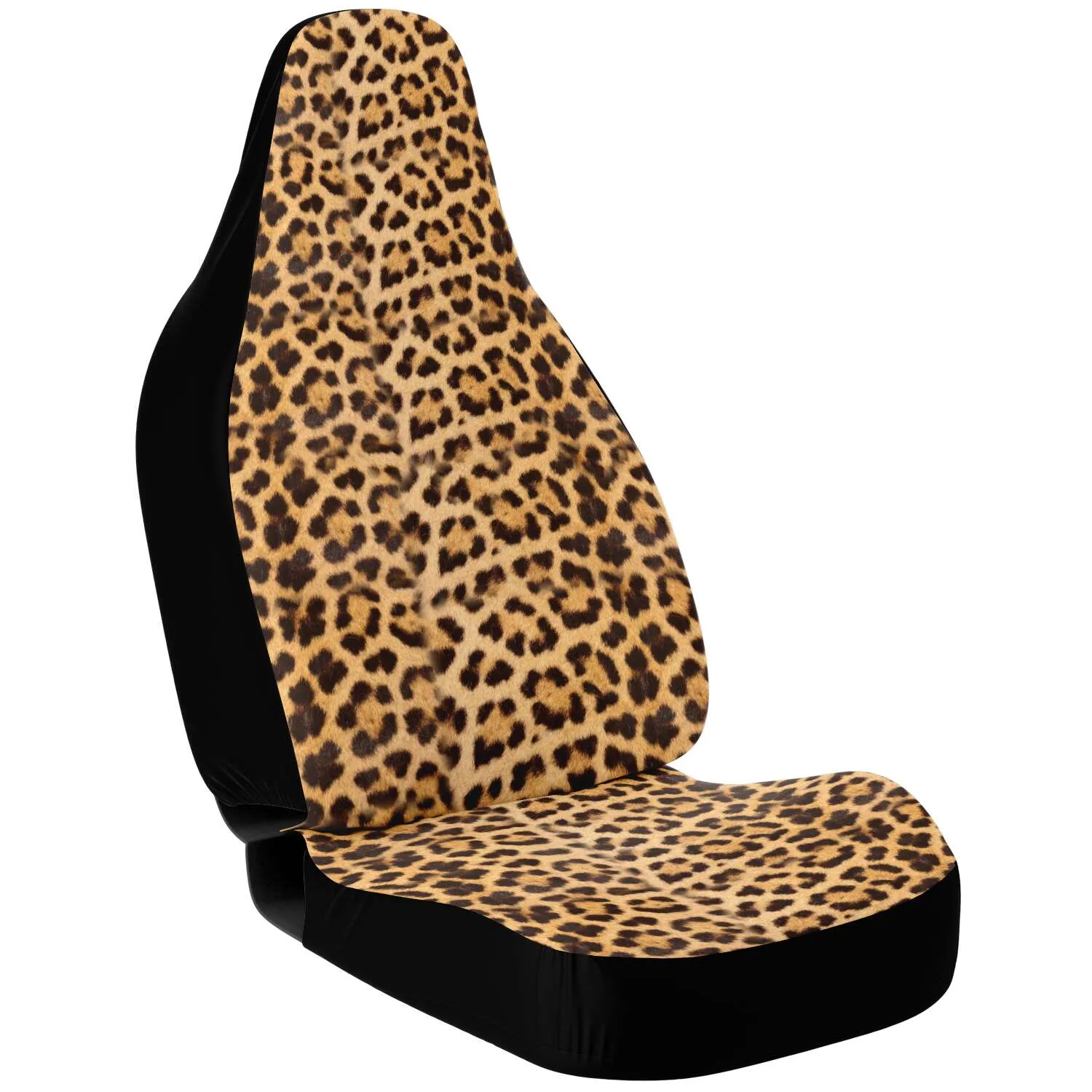 Brown Leopard Car Seat Cover, Beige Animal Print Microfiber Washable Car Seat Protectors (2 Pieces)