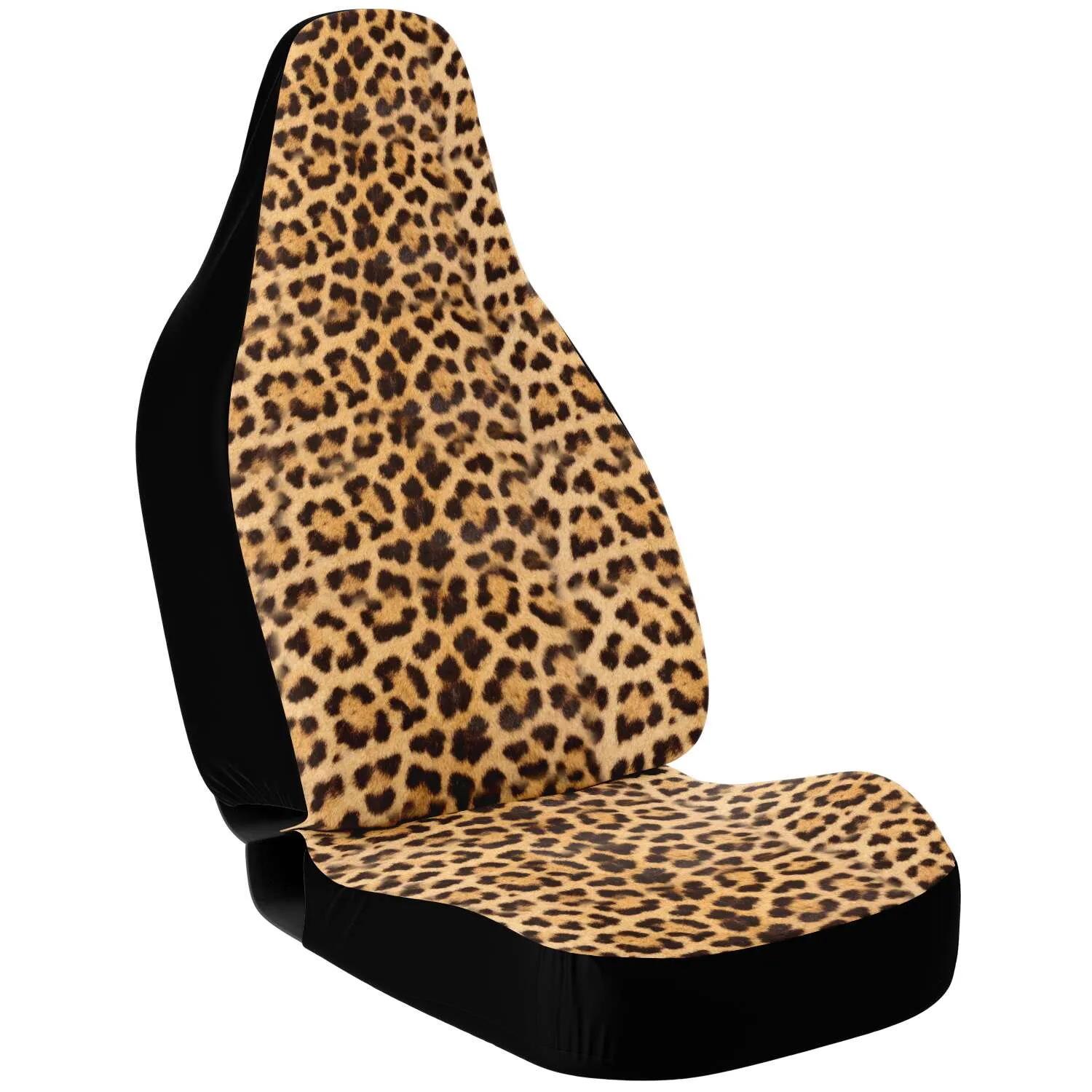 Brown Leopard Car Seat Cover, Beige Animal Print Microfiber Washable Car Seat Protectors (2 Pieces)