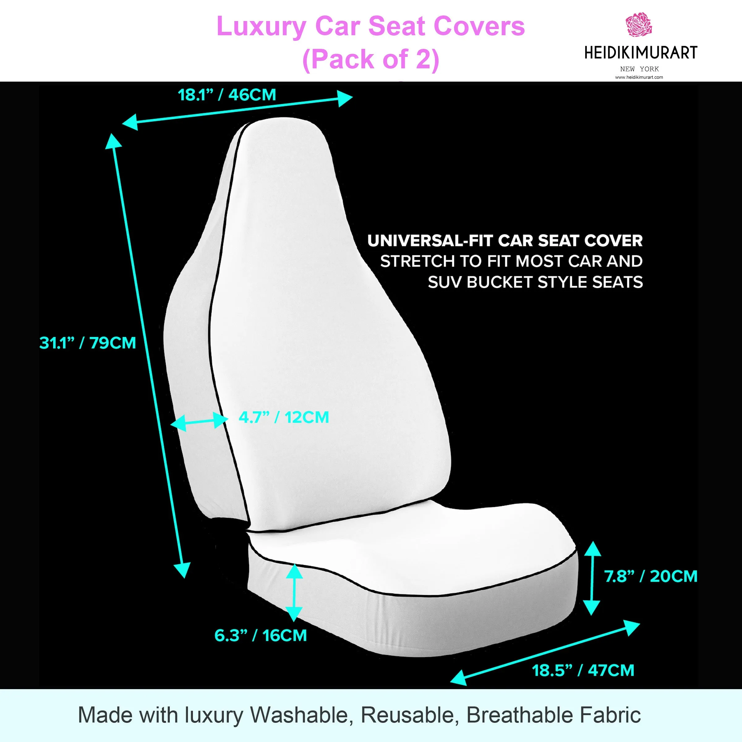 Cat Mermaid Car Seat Covers, White Washable Cute Best Car Seat Protectors For Cat Lovers