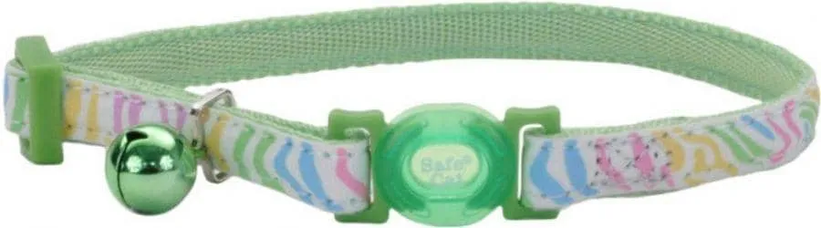 Coastal Pet Safe Cat Glow in the Dark Adjustable Collar Green Stripe - 12"L x 3/8"W