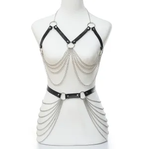 'Deadbeat'  Black PU Leather Top/Chain Harness (Sold separately)