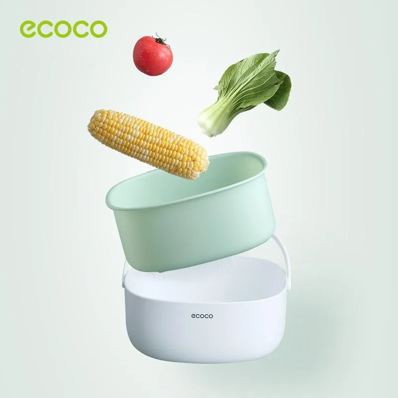 Ecoco Double Drain Basket Bowl Washing Kitchen Strainer Noodles Vegetables Fruit Sink Supplies