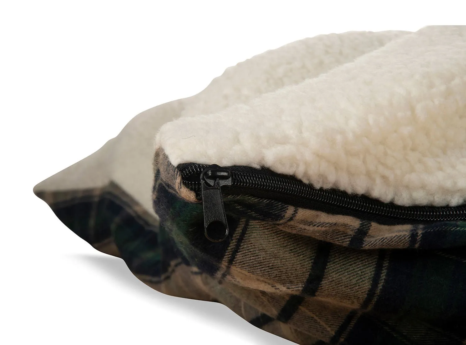 Flannel Sherpa Bed, Green Plaid