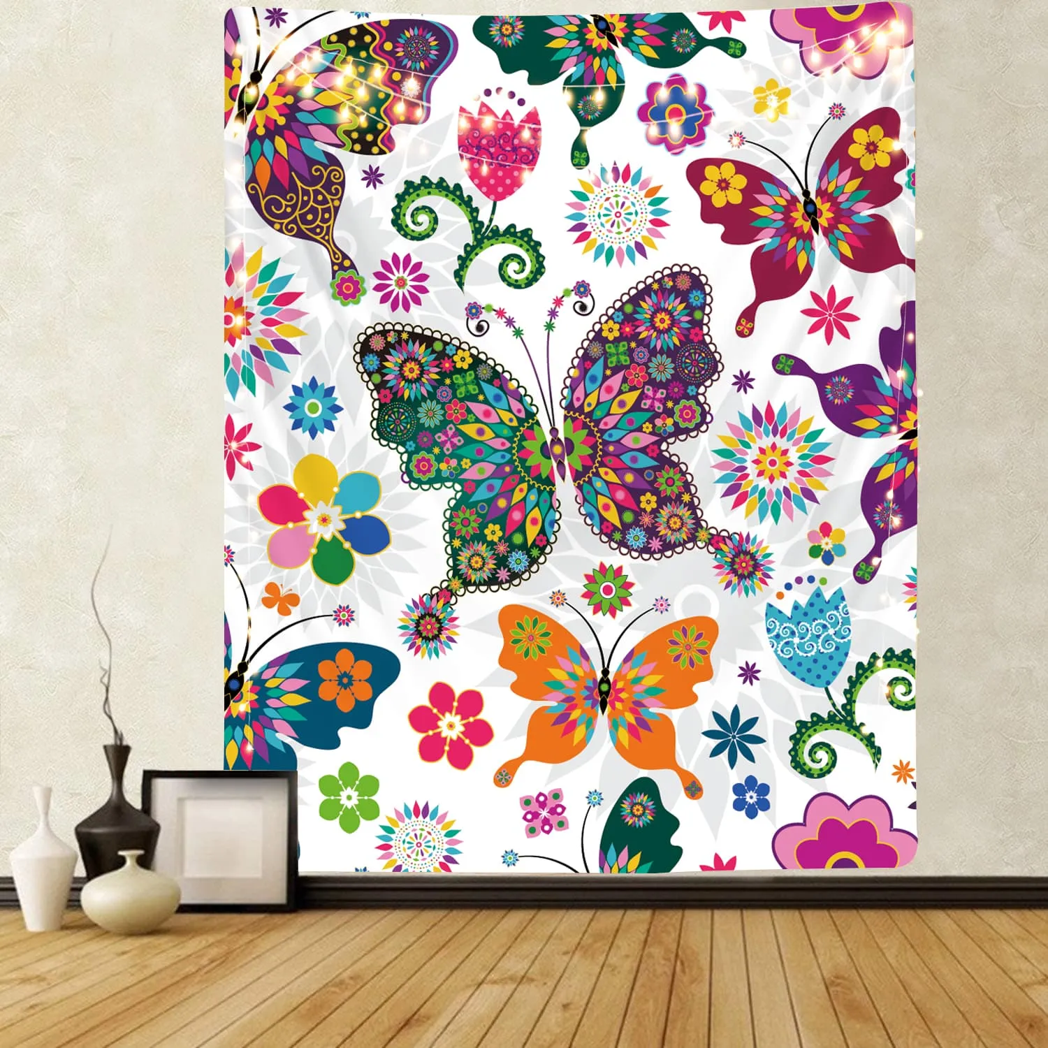 flowers Tapiz butterfly Rug Wall Floral Tenture Mandala Colorful Wall Tapestry Refreshing Home Tapestrys