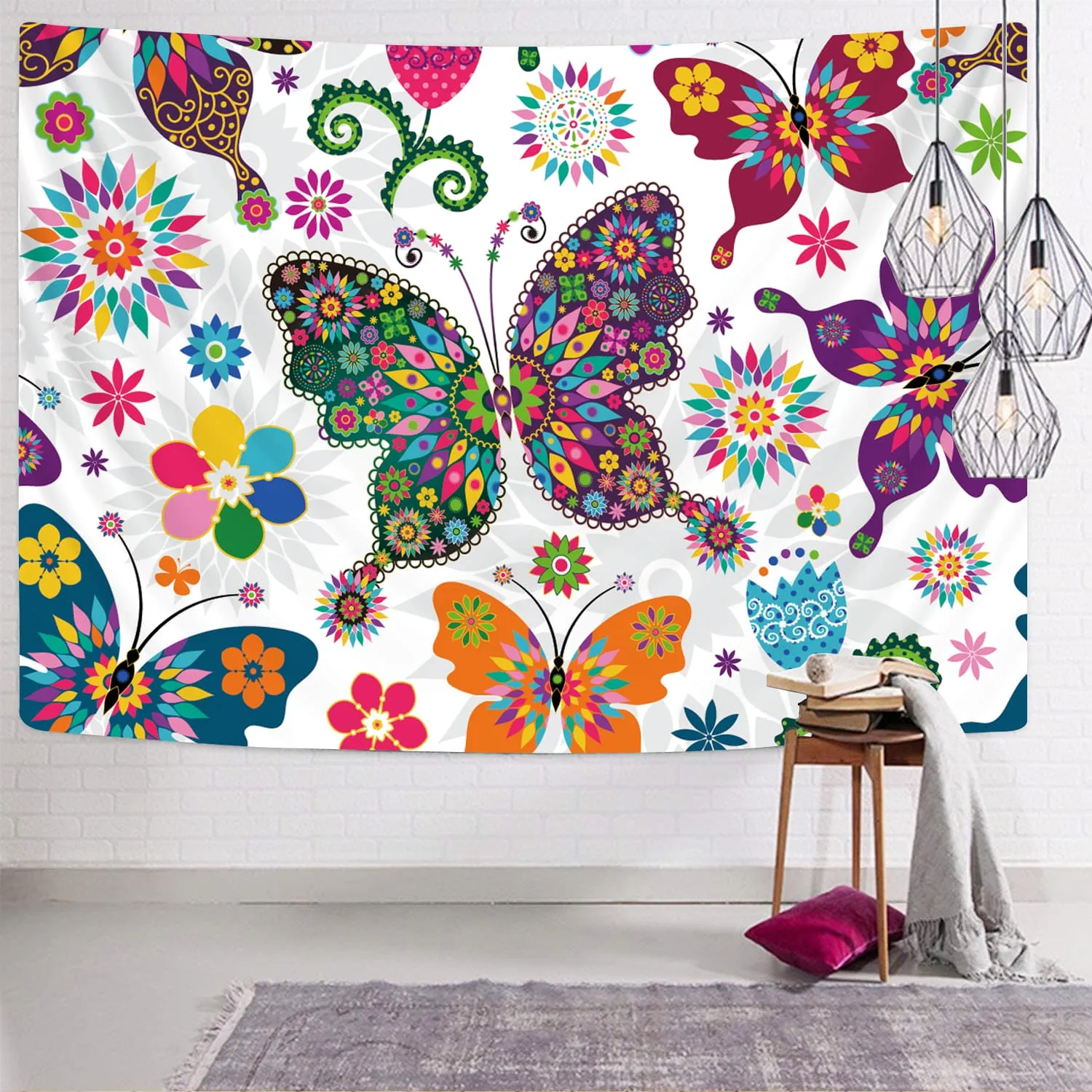 flowers Tapiz butterfly Rug Wall Floral Tenture Mandala Colorful Wall Tapestry Refreshing Home Tapestrys