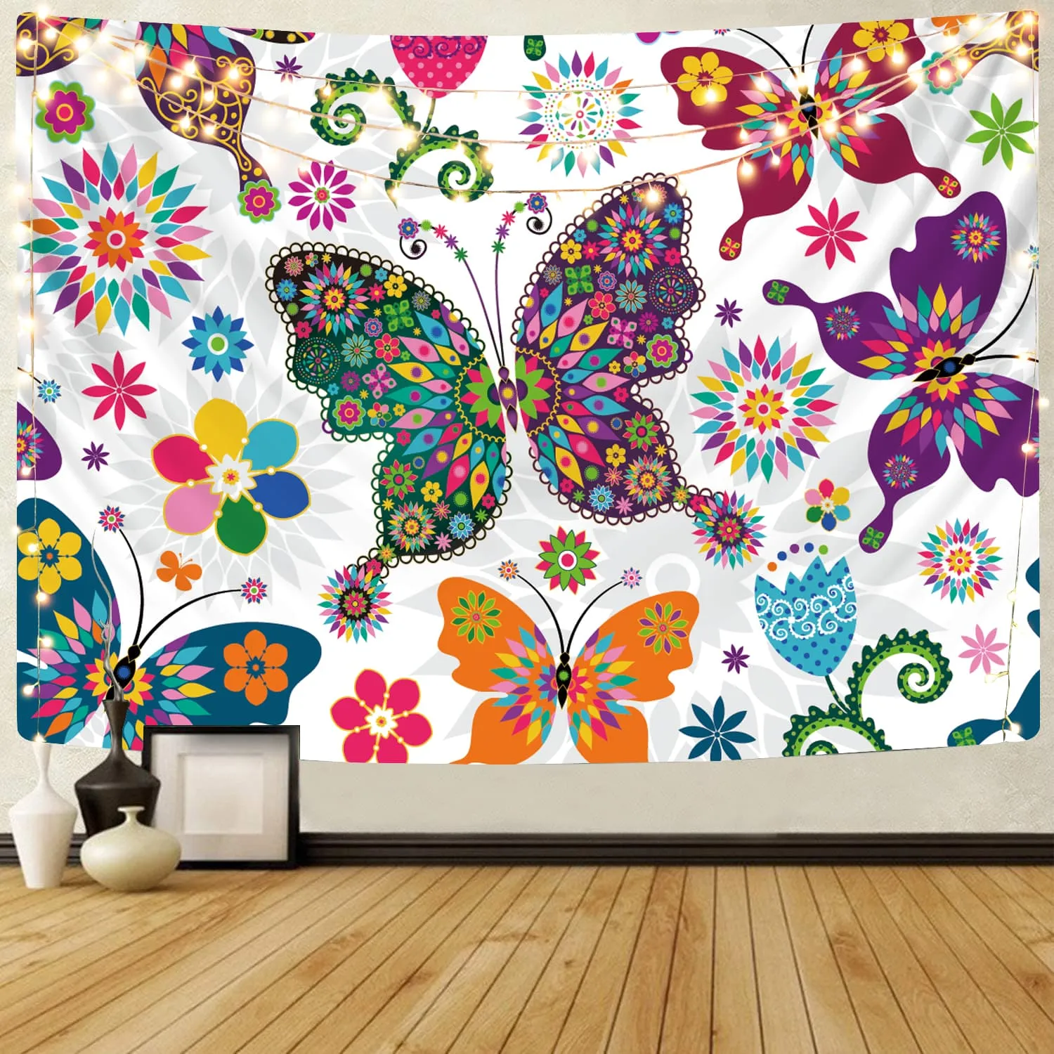 flowers Tapiz butterfly Rug Wall Floral Tenture Mandala Colorful Wall Tapestry Refreshing Home Tapestrys