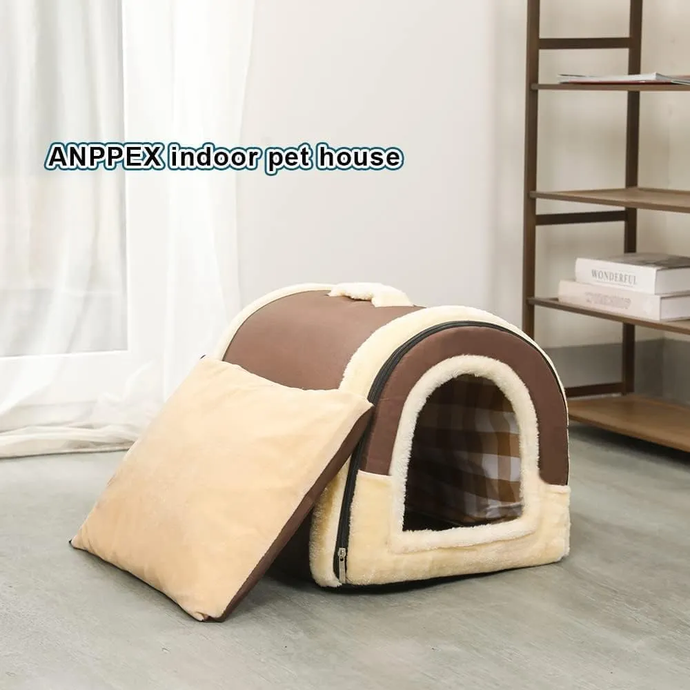 Fluffy's Luxurious Foldable Ultra Soft Bed for Dogs and Cats (Brown)