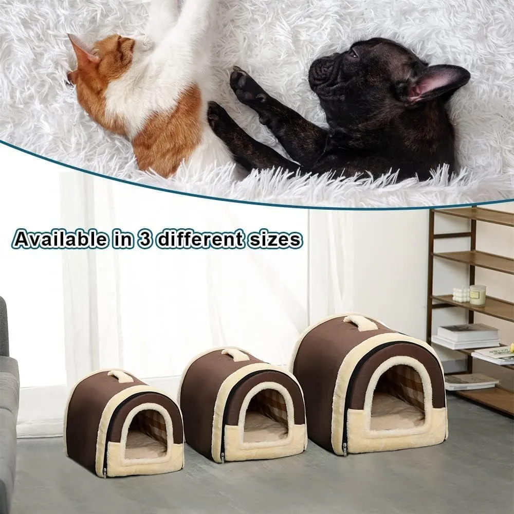 Fluffy's Luxurious Foldable Ultra Soft Bed for Dogs and Cats (Brown)