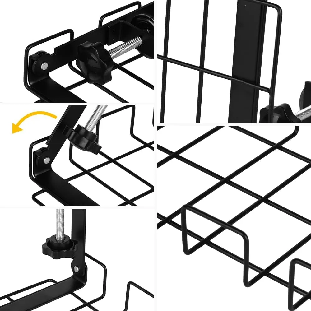 Foldable Clamp Under Desk Cable Management Tray 2 Pack, Black