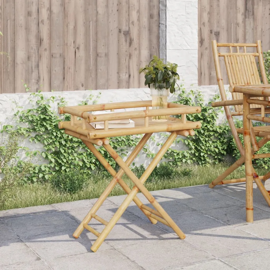 Folding Tray Table 60x40x68 cm Bamboo