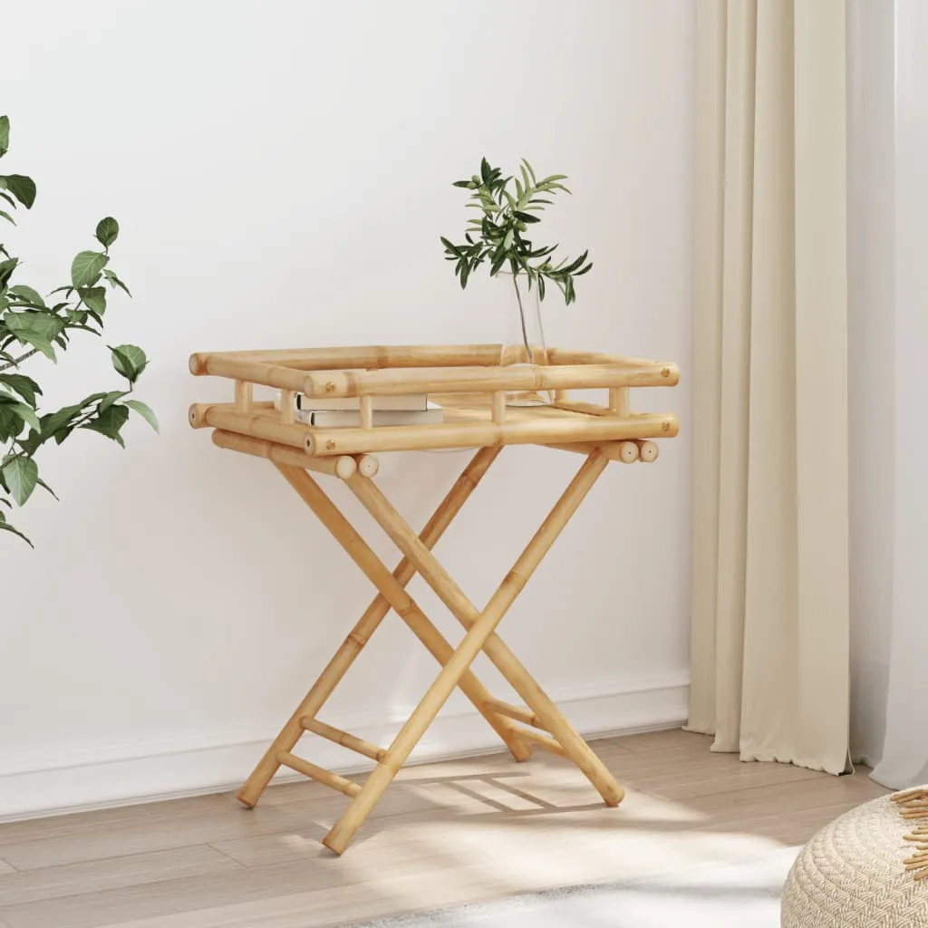 Folding Tray Table 60x40x68 cm Bamboo