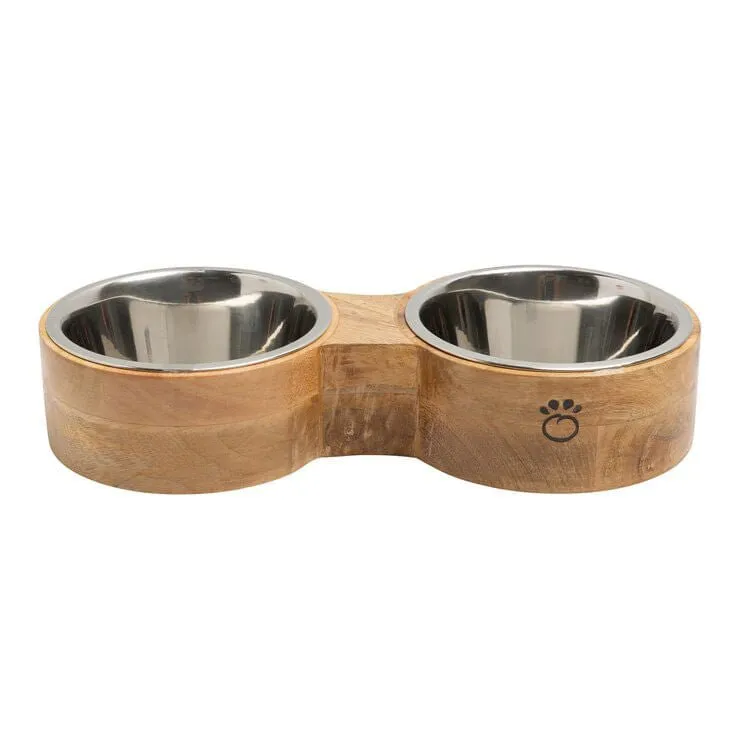 GF Pet Double Diner Wood & Metal Feeder