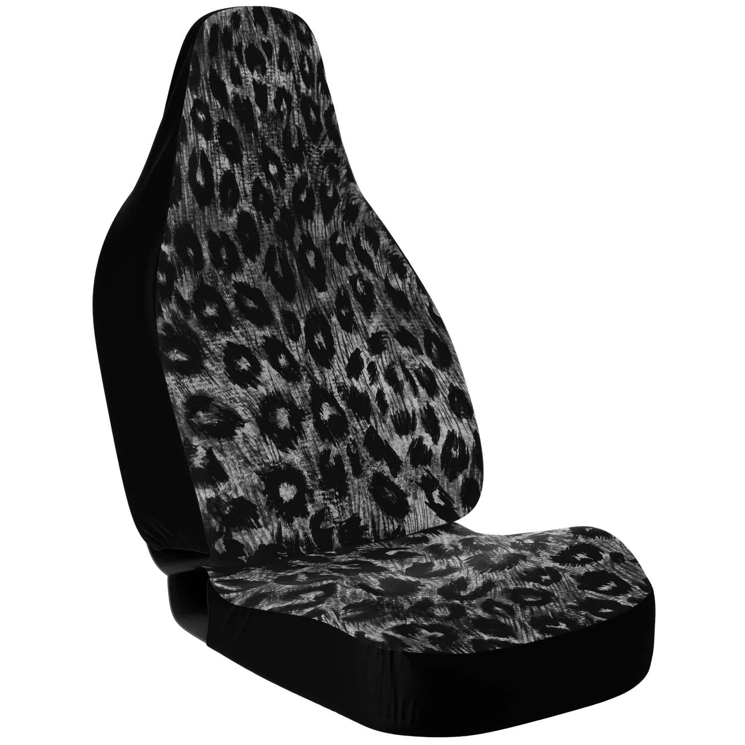 Gray Leopard Car Seat Cover, (2 pcs) Leopard Animal Print Designer Washable Car Seat Protectors