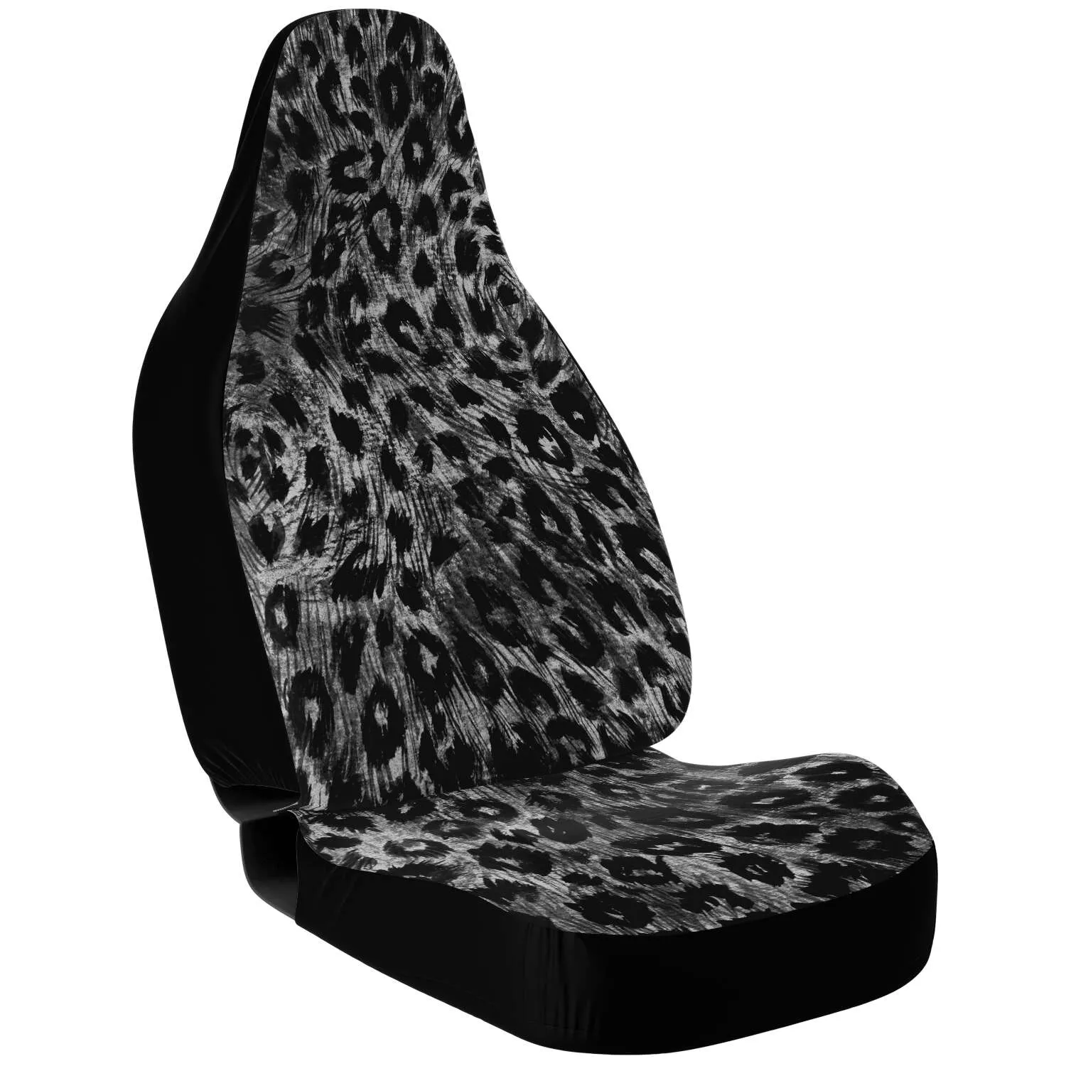 Gray Leopard Car Seat Cover, (2 pcs) Leopard Animal Print Designer Washable Car Seat Protectors