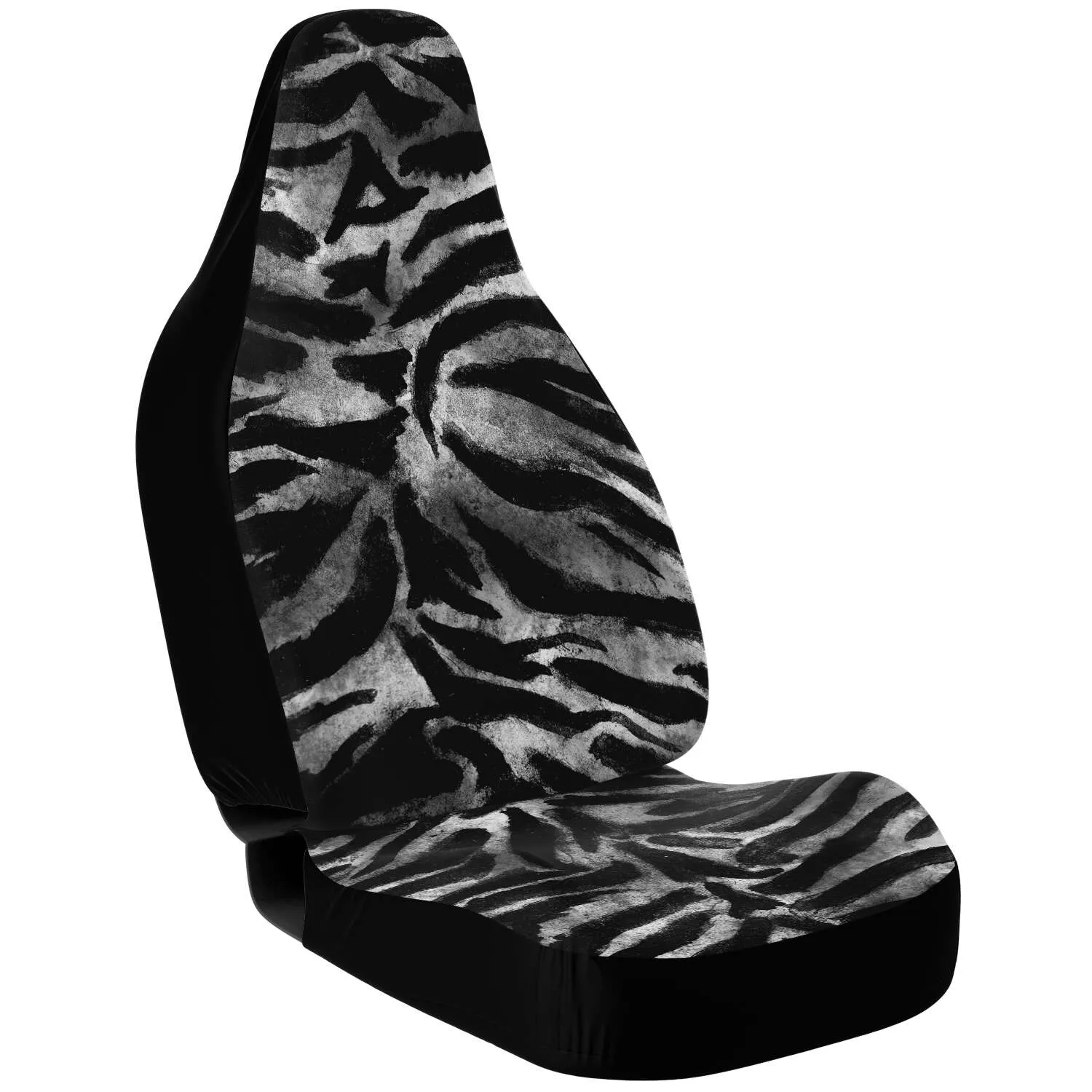 Gray Tiger Car Seats Covers, 2 Pack Front Seat Tiger Stripes Animal Print Elastic Car Accessories