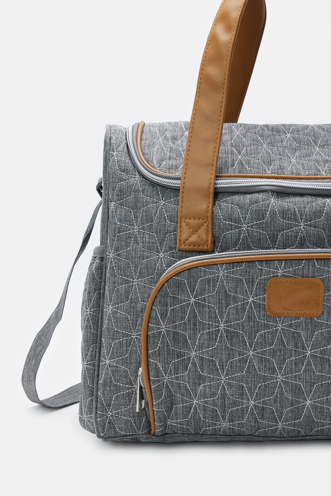 Grey Embellished Diaper Bag