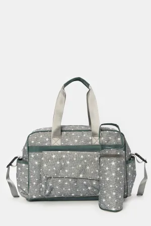 Grey Stars Print Diaper Bag Set (2 Piece)