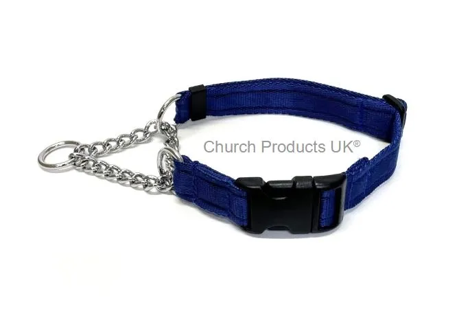 Half Check Chain Dog Collars Adjustable 25mm Wide Cushion Webbing Large X-Large