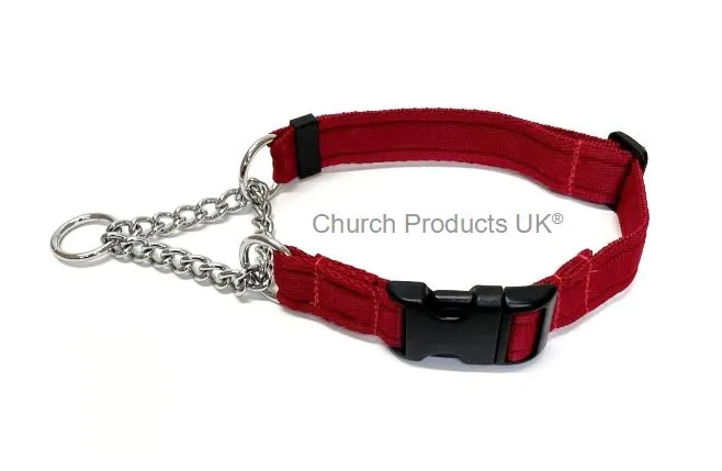 Half Check Chain Dog Collars Adjustable 25mm Wide Cushion Webbing Large X-Large