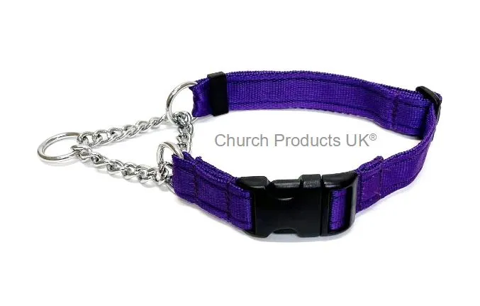 Half Check Chain Dog Collars Adjustable 25mm Wide Cushion Webbing Large X-Large