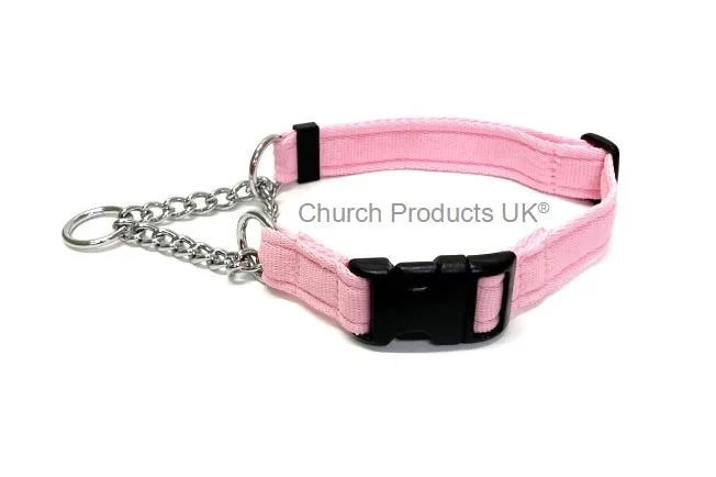 Half Check Chain Dog Collars Adjustable 25mm Wide Cushion Webbing Large X-Large