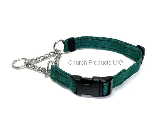 Half Check Chain Dog Collars Adjustable 25mm Wide Cushion Webbing Large X-Large