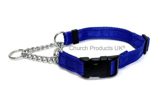 Half Check Chain Dog Collars Adjustable 25mm Wide Cushion Webbing Large X-Large