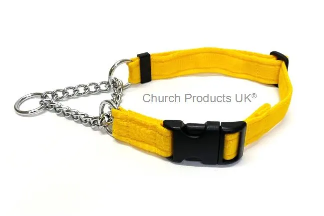 Half Check Chain Dog Collars Adjustable 25mm Wide Cushion Webbing Large X-Large