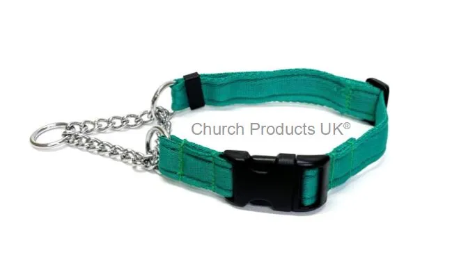 Half Check Chain Dog Collars Adjustable 25mm Wide Cushion Webbing Large X-Large