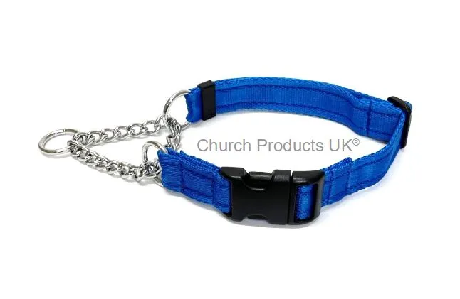 Half Check Chain Dog Collars Adjustable 25mm Wide Cushion Webbing Large X-Large