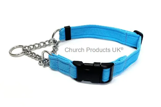 Half Check Chain Dog Collars Adjustable 25mm Wide Cushion Webbing Large X-Large