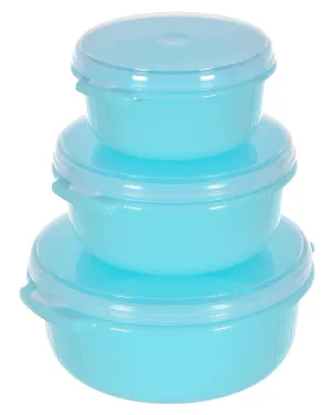 Heart Home Food Grade, Microwave & Freezer Safe Plastic Bowls, Food Storage Container Set With Lid, Set of 3 (3200ml, 1800ml, 1000ml) (Blue)-46HH0322