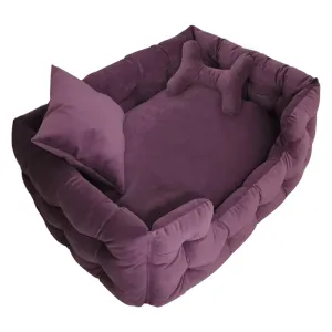 Hiputee Luxurious High Wall Soft Velvet Fabric Washable Bed for Dogs and Cats (Purple)