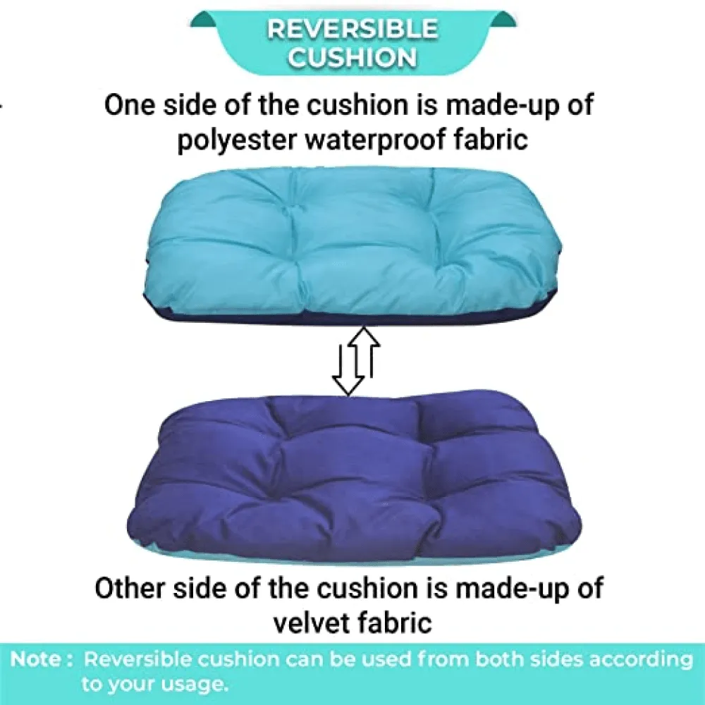 Hiputee Reversible Soft Bed Cushion for Dogs and Cats (Blue)