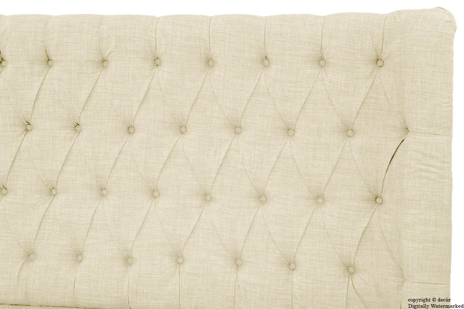 Hollyrood Linen Upholstered Winged Ottoman Bed - Cream